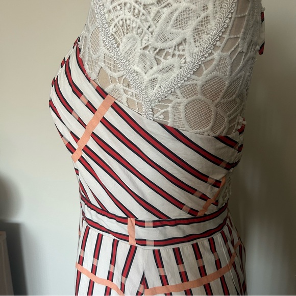 DU PARADIS St. Tropez Stripe Halter Neck Midi Dress in Coral Reef Stripe - Picture 8 of 16